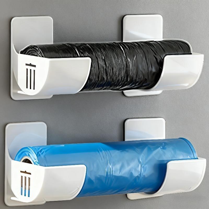 2Over-the-door storage rack——Sturdy garbage bag storage rack and cling film holder Non-perforated adjustable kitchen countertop-Multifunctional