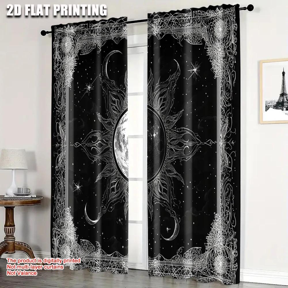 2pcs, Contemporary Curtains  plane printing Bohemian Exotic Machine Washable Fabric (without rod) Versatile All Perfect for