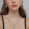 Leaf-shaped Diamond Zircon Necklace Earring Wedding Jewelry Earrings Jewelry Set Ladies' Sparkling Flower Necklace