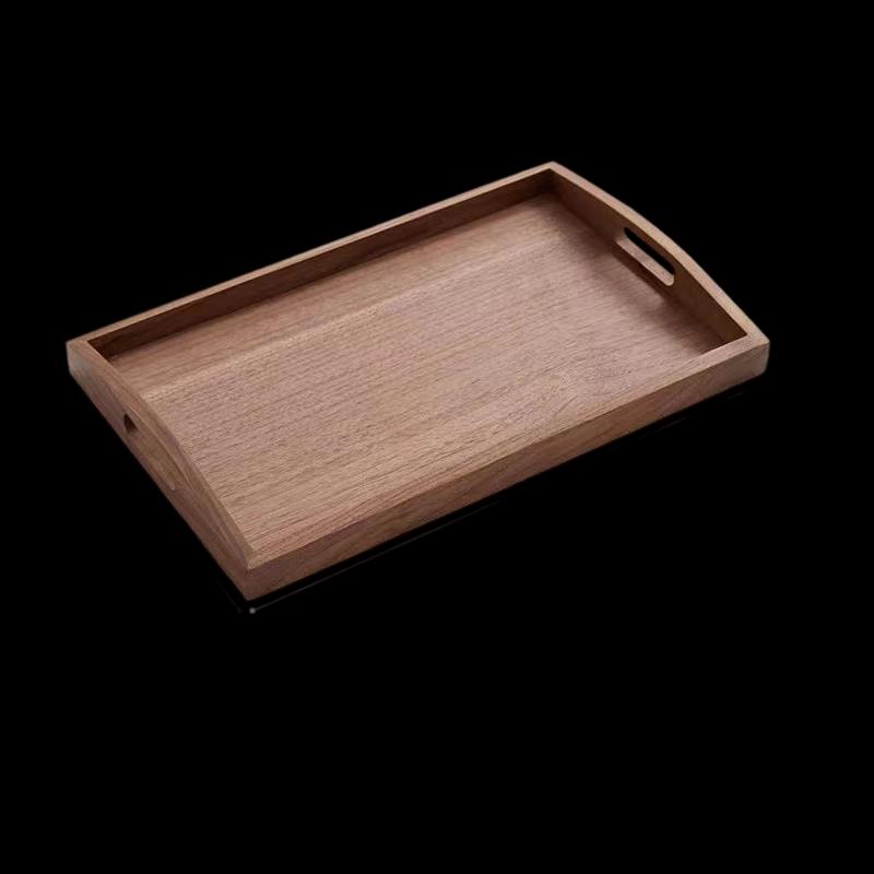 Japanese Style Wooden Serving Tray with Black Walnut Handle