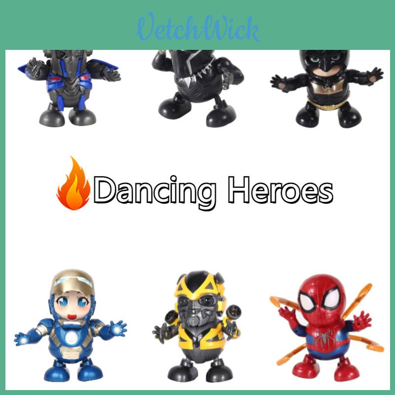 Interaktivní tančící robotická hračka se světly a hudbou Iron Man Bumblebee Spider-man