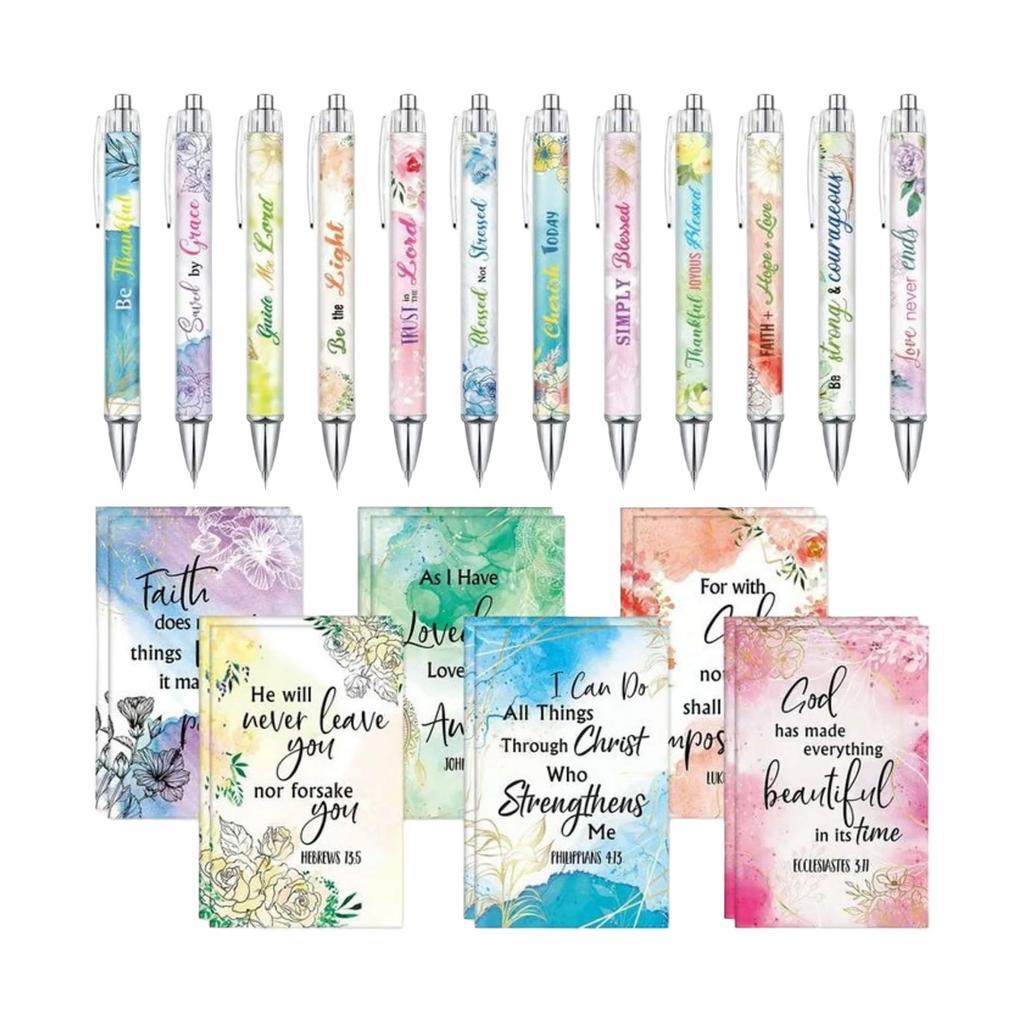 Christmas Bible Verse Pens Notebooks Religious Scripture Ballpoint Pens Bookmarks Journal Sunday School Church Inspirational Supplies 2ml