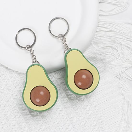 Avocado Keychain Fidget Toy with Rolling Ball Core Stress Relief Portable Fruit Roller Massage Bead Sensory Toy Keyring Pendant Kids Adults Gift