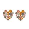 Dopamine Sweet Heart Full Diamond Hollow New Geometric Earrings Bohemian Style Fashion Earrings