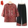 Elegantes Blumenmuster-Hemden-Set für ältere Damen