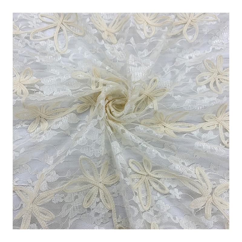 Luxury Polyester Jacquard Lace Fabric for Wedding and Evening Gowns