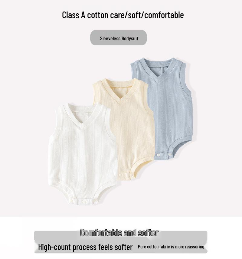 Unisex Summer Baby Bodysuit - Pure Cotton Jacquard Newborn Romper Gift