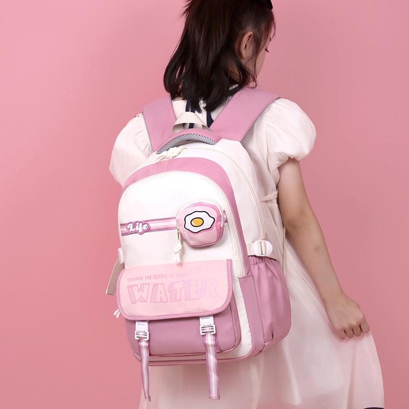 Stylish Spacious New Nylon Backpack For High School And Middle School Students In Purple Pink Green Khaki Black