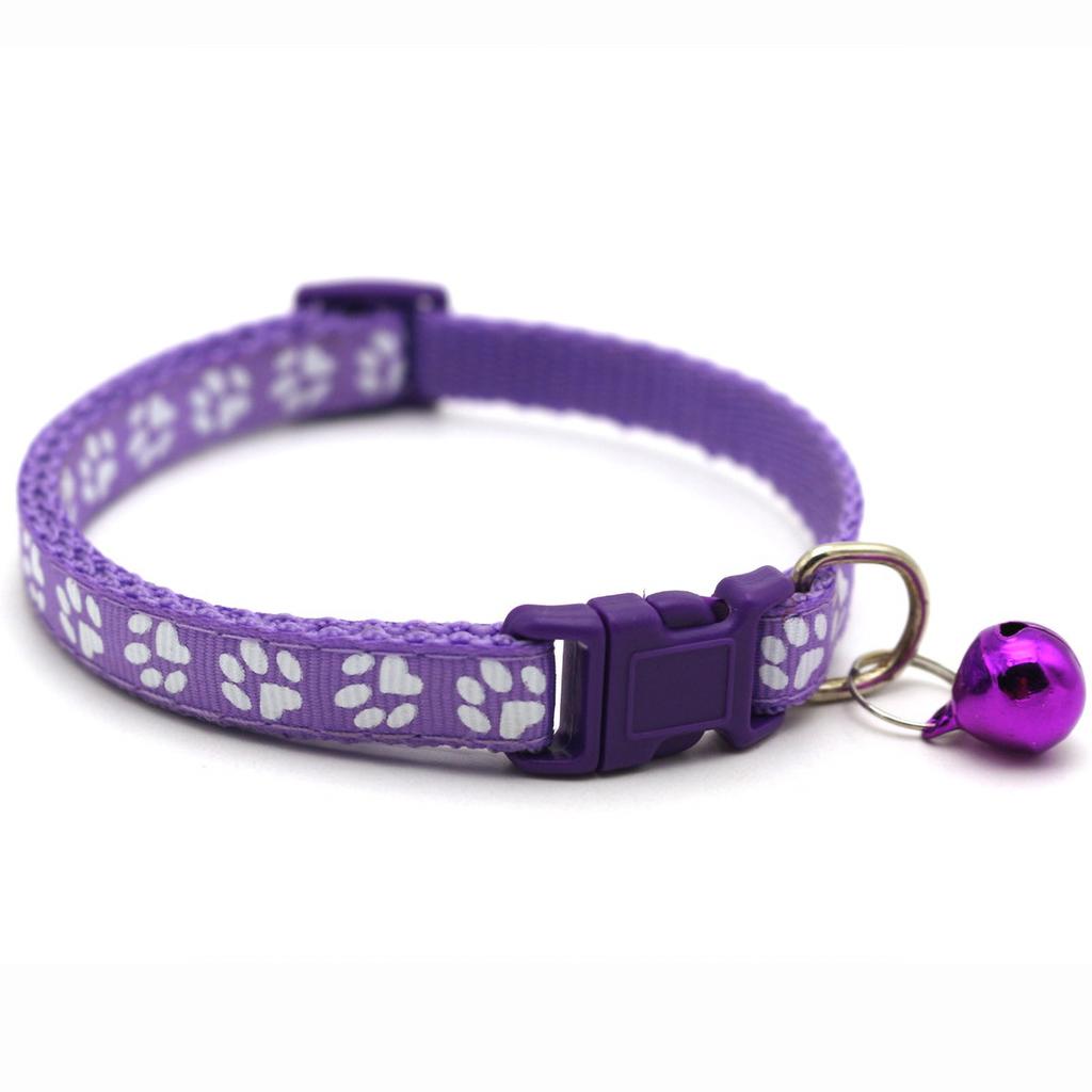 Pet Collar Cute Reflective Adjustable Safety Buckle Comfortable Dog Cat Collar with BellPurple