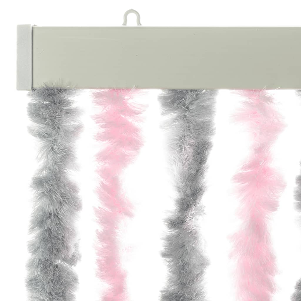 Fly Screen Curtain Silver Gray and Pink 90 x 200 cm Chenille