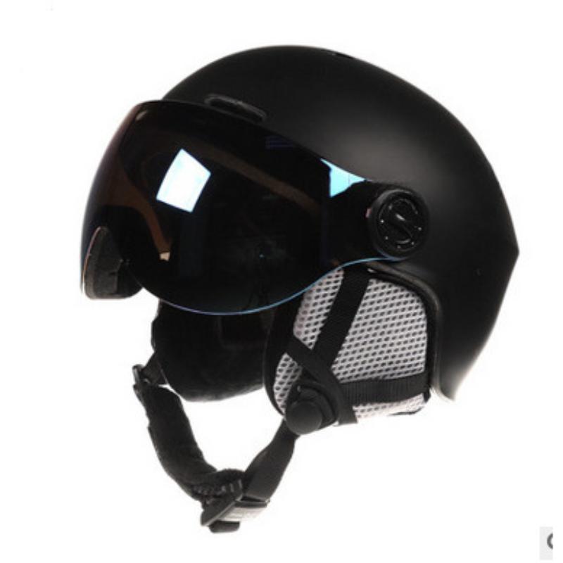 Windproof Outdoor Ski Helmet Integrally-Molded Skiing Helmet Snowboard Skateboard Sports Helmet Lens Visor Goggle