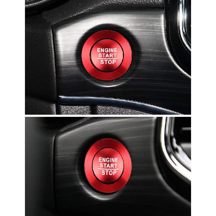 LECART Push to Start Button Stickers Fit for Jeep Grand Cherokee 2014-2024 Metal Decal Covers Auto Interior Decor Accessories Metal Decal Trims Red 2