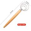 13 Inch Oak Handle Milk Baking Flour Mixer Flour Mixer Danish Dough Mixing Rod Stainless Steel Coil Hand Blender Cooking Tool