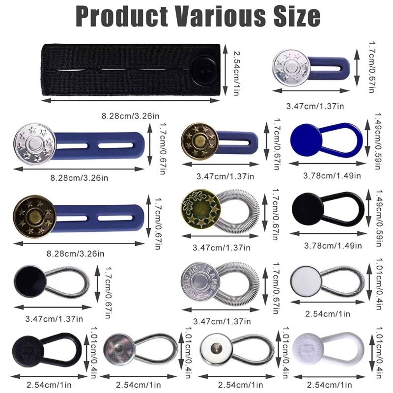 30pcs Pants Button Extender Adjustable Retractable Collar Extenders Elastic Jeans Waist Extender Button for Men Women