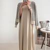 New Arrivals Open Run Stripe Knit Round Neck Cardigan Knit Dress 2 Set