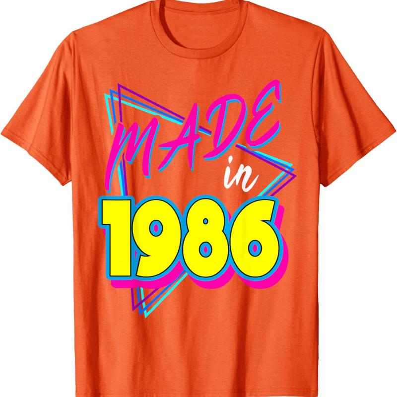 Made in 1986 35th Birthday Retro 35 Years Old 80s Vintage Crewneck TShirt Regular Short Sleeve Casual Printed Tshirt Tops