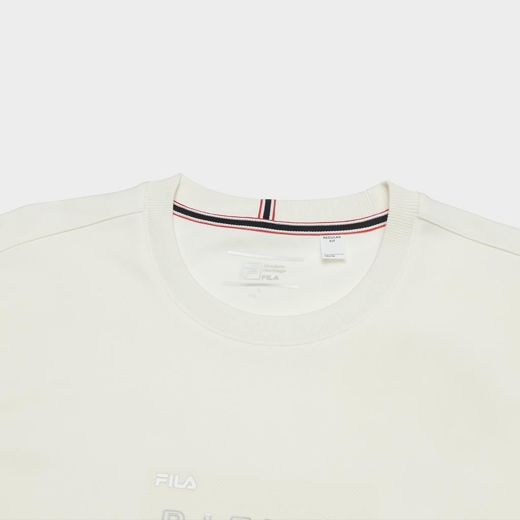 Fila Letter Print Casual Crew Neck Knit Pullover Sweatshirt Men Sweatshirt Steam-White F11M411211F-IV