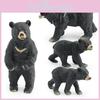 Adorable Figurine d'Ours Noir Asiatique Fabriquée en Matériau PVC de Haute Qualité