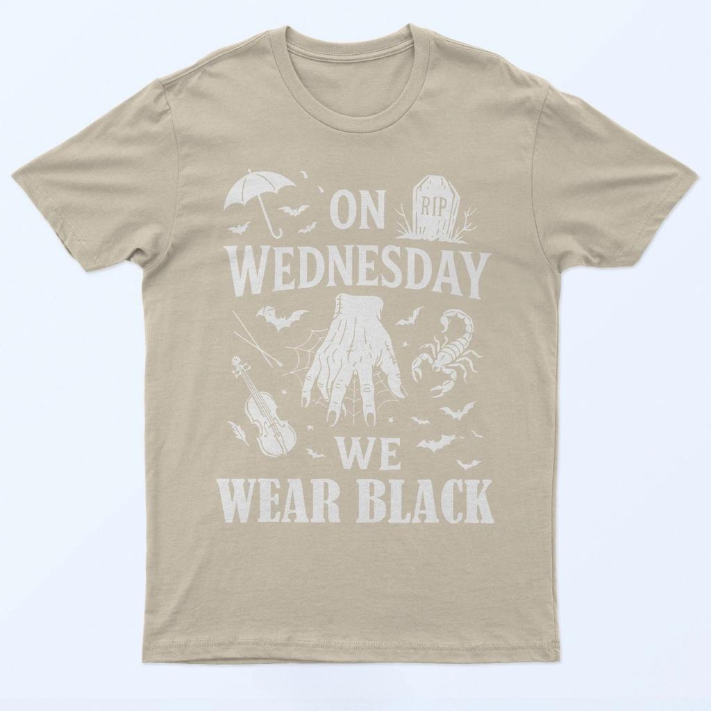 Zabawne Straszne Środowe Początki Nosimy Czarne Koszulki Halloween Wygodne i Miękkie Oddychające Modne Ubrania Męskie Męska Koszulka