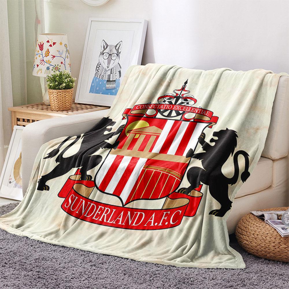 1PC Sunderland Association Football Club Patterned Flannel Blanket Suitable For All Seasons for Home Decor Warmth and Comfort Gifts Holiday Present