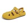 Fashion Women's Casual Round Head Flat Shoes Summer New Baotou Cow Suede Metal Buckle Soft Sole Anti-slip Wear-resistant Sandals