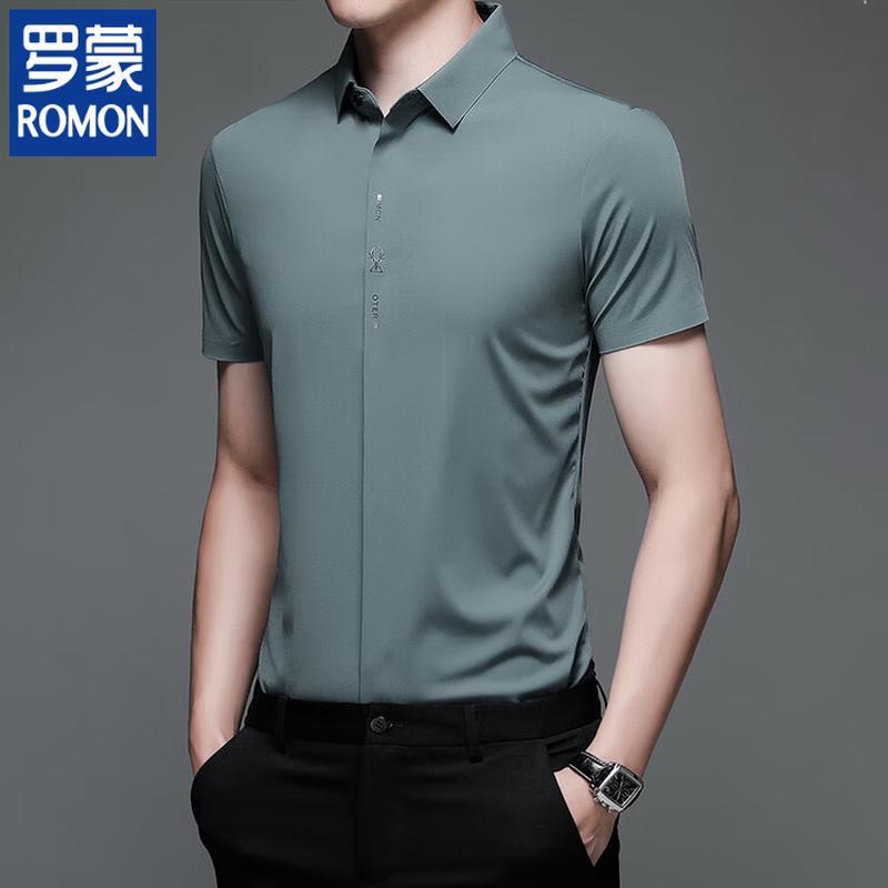ROMON Men s Ice Silk Short-Sleeve Casual Shirt M 165