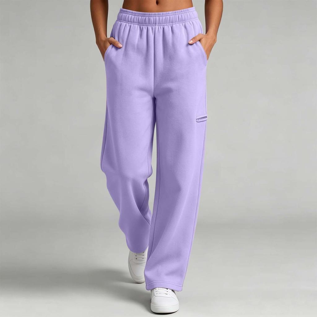 Women's Color Sweatpants with Elastic Waist and Pockets, Loose Fit Casual Joggers for Everyday Wear