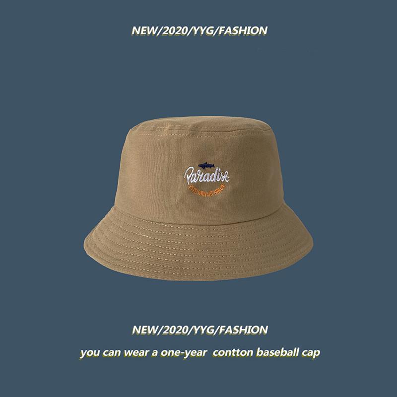 Stylish Unisex Cotton Bucket Hat With Shark Embroidery Breathable And Sunblock