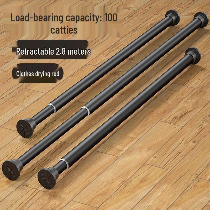 Telescopic Clothes Drying and Curtain Rod: For Bedroom, Bathroom, Wardrobe, Balcony, and Shower. Sturdy, Thickened Design Supports Heavy Garments.