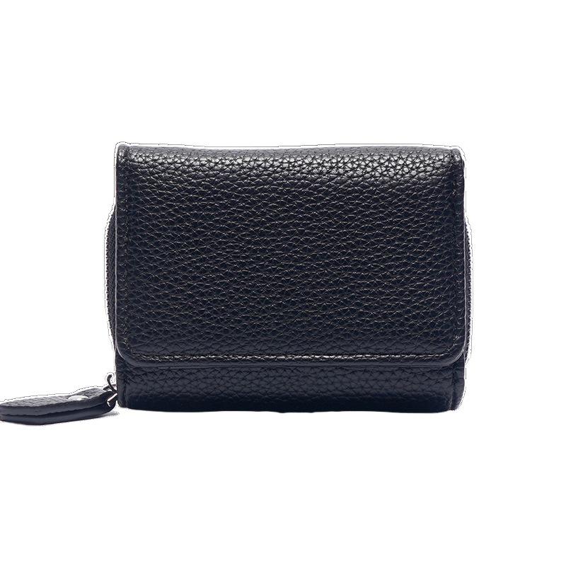 

Простий короткий складаний висококласний жіночий трискладений гаманець великої місткості нова багатофункціональна сумка для монет чорний
