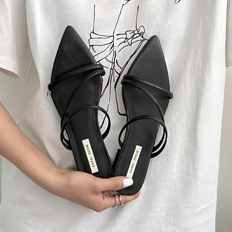 2024 Summer Fashion Sexy Open Toe Rome Slippers Flat Casual Beach Shoes Designer Sandalias De Mujer Zapatos Mujer Mules Footwear