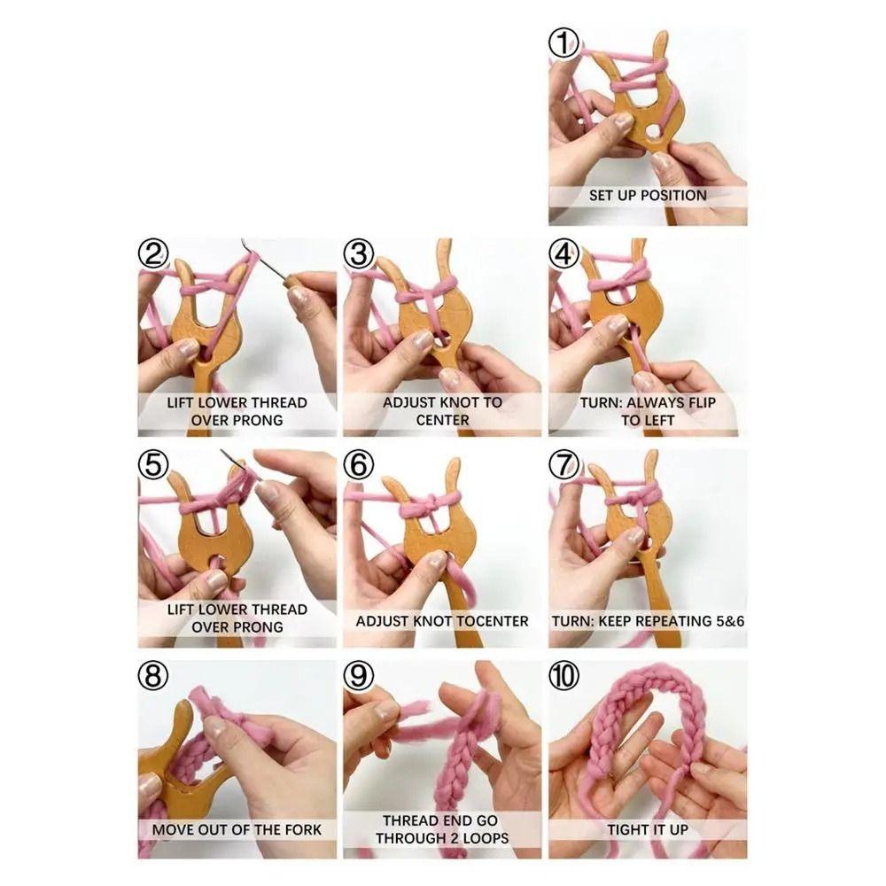 Ohnutá jehla Dřevěná pletací vidlička Ergonomická rukojeť Nástroj pro splétání šňůr DIY Háčkovací sady Dospělý