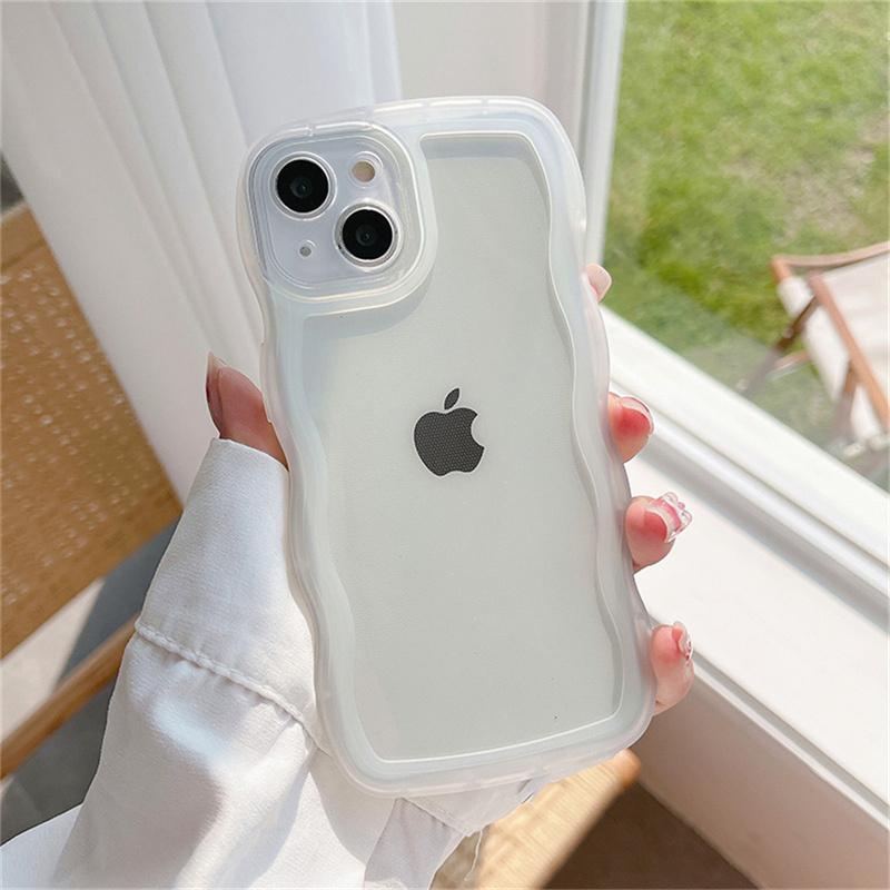 Ottwn Fashion Cute Wave Frame Husa de telefon rezistenta la socuri pentru iPhone 11 12 13 Pro Max X XR XS Max 7 8 Plus SE 2020 Husa din spate moale TPU