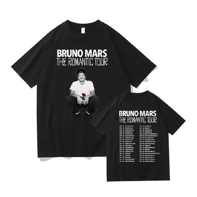 Bruno Mars The Romantic 2026 Tour T-shirt Bruno Mars Tee Unisex Ungdom og Voksen T-shirt Koncert Outfits Bomuldskomfort Bløde Toppe
