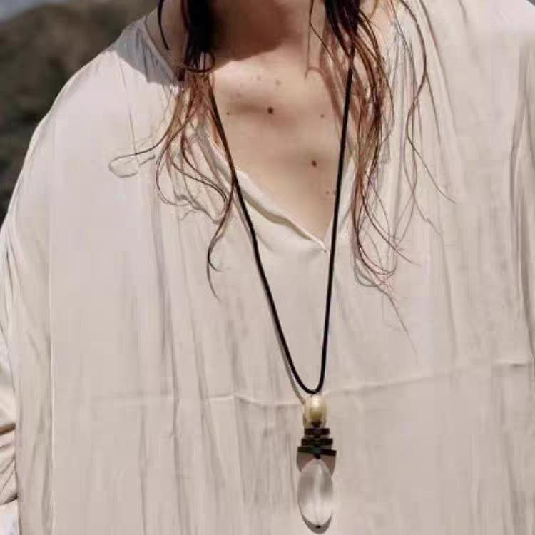 Elegant Ebony Wood Pendant Necklace with Black Cord – Versatile High-End Accessory for Women