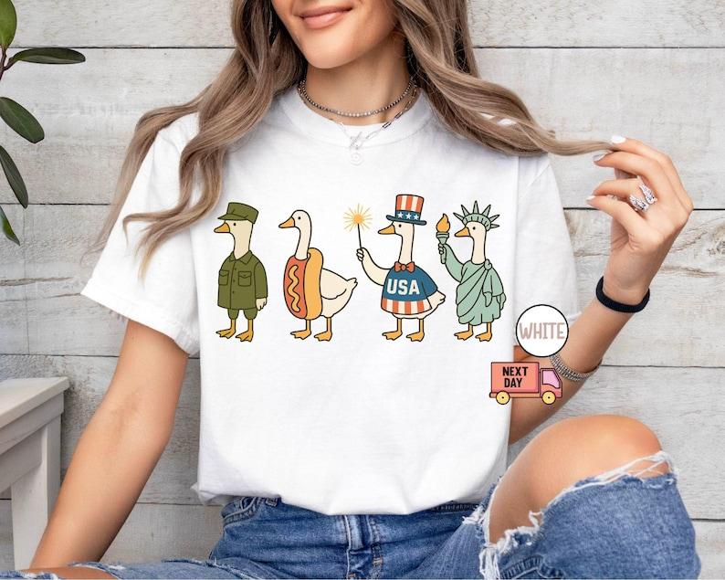 Funny 4th Of July Ducks Shirt American Goose Tee Funny For Independence Day Tee Patriotic Usa Tshirt Patriotic Goose Shirt