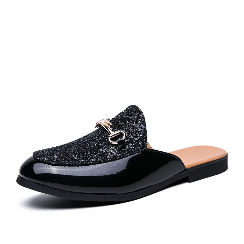 Sequins Half-drag No Help Small Leather Shoes Spring and Autumn 2025 New Men's Wear Breathable Lazy One Pedal Casual Shoes