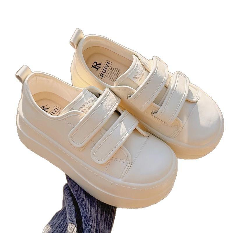 Thick-soled Heightening Velcro Little White Shoes Women's Spring New Small Sports and Leisure Breadboard Shoes