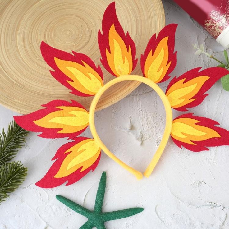 Punk Flamma Huvudbonad Guldiga Eld Hårband Hårbygel med Spikdekorationer för Musikfestivaler och Nattklubbar