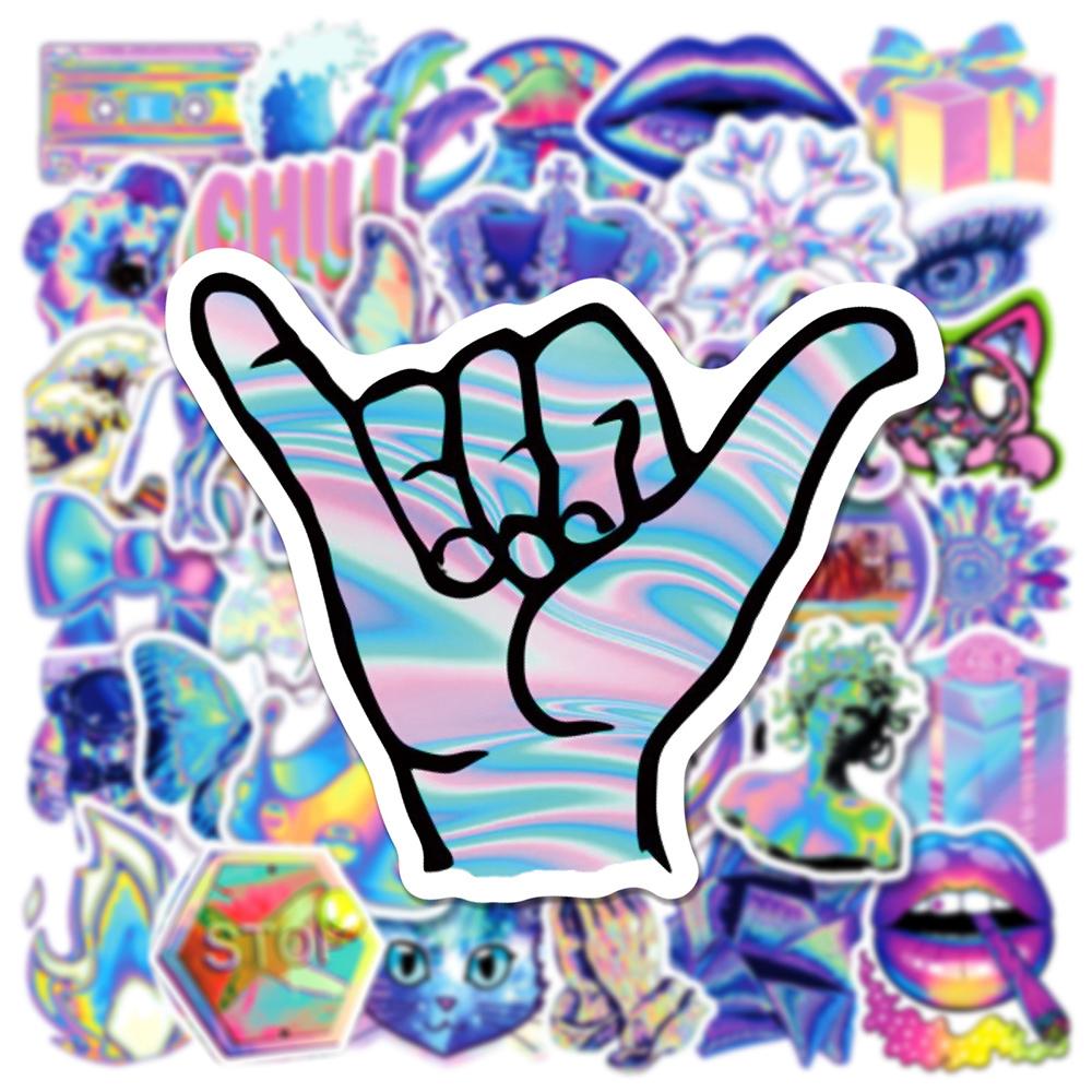10/30/50/100pcs Cartoon Holographic Laser Aesthetic Graffiti Stickers Cool Sticker for Motorcycle Laptop Guitar DIY Sticker Toys