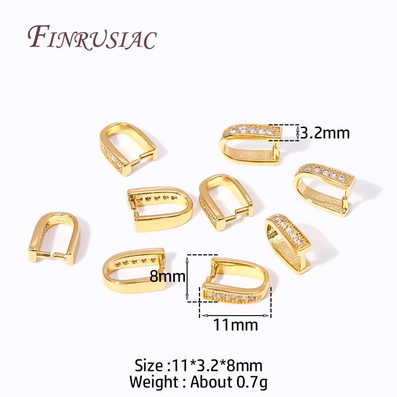 Multi Types 18K Gold Plated Inlaid Zircon Beila For Pendants,Pinch Clip Bails For Crystal Agate Jewelry Making,Pendant Connector