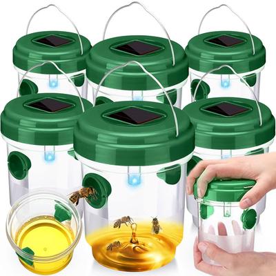Wasp Trap Solar Powered Bee Trap Reusable Fly Traps Outdoor Hanging Wasp Killer with UV LED Light Flying Insects Bee Killer