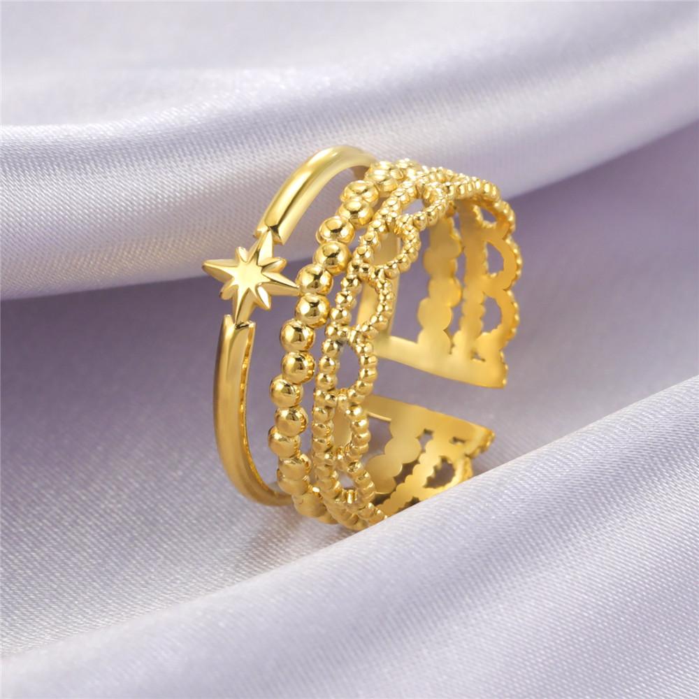 Stainless Steel Women Rings Geometric Heart Aesthetic Adjustable Open Finger Ring Fashion Party Jewelry Gifts