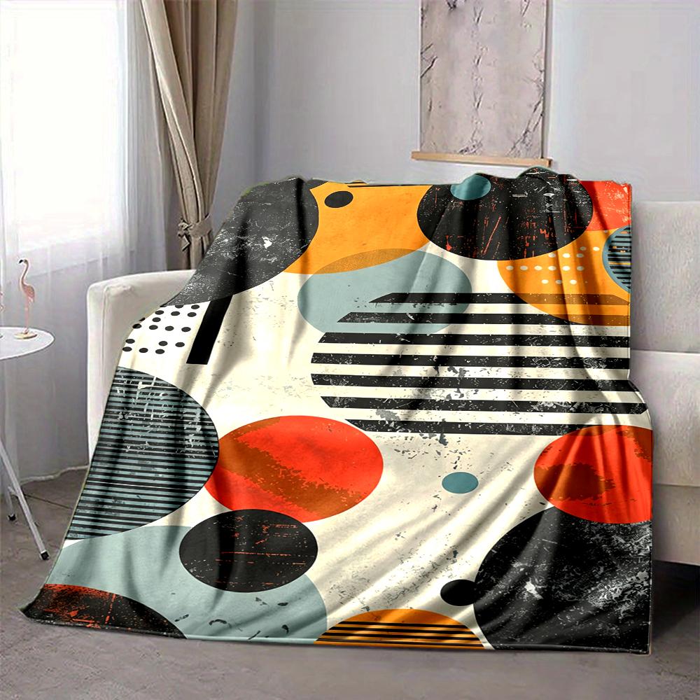 1Pc Abstract Geometric Shapes Blanket Soft And Comfortable Casual Warm Camping Travel Christmas Halloween Xmas Gift M928270