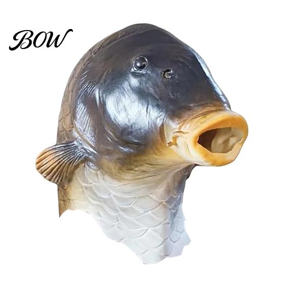 Detailed Fish Face Mask for Halloween Funny Head Mask, Realistic Latex Carp Cosplay Prop, Animal Elastic Full Coverage Costume Party Prank,