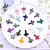 Pack of 19 Crystal Crosses Charm Holeless Design Natural Energy Enhancers for Meditations Home Office Desk Decors Craft