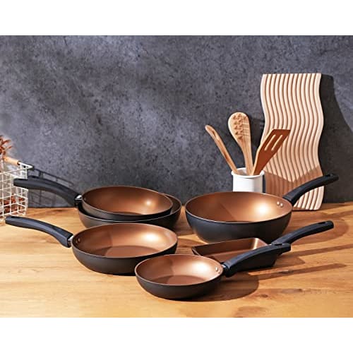 Visions Deep Frying Pan, 24cm, Induction Compatible, Black, Gold Coating, CP-1749