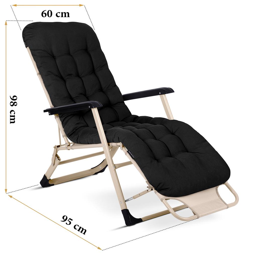 Foldable Garden Lounger With Cushion Sofotel Chillwell Set of 2 Black