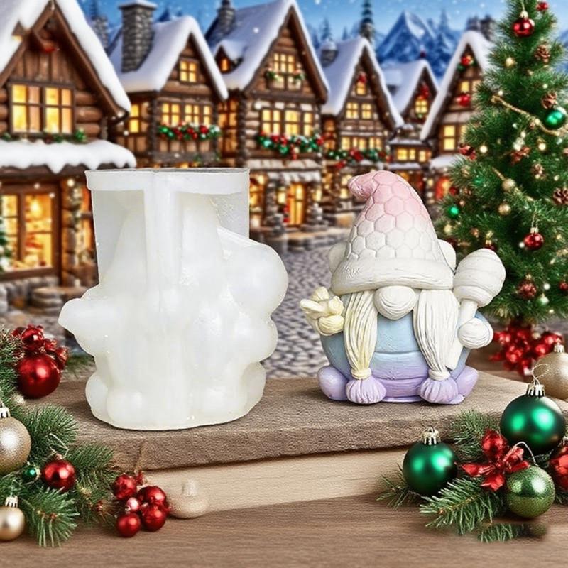 Christmas Theme Candle Silicone Mold Santa Dwarf Silicone Mould Heat Resistant For Candle Soap Christmas Decoration