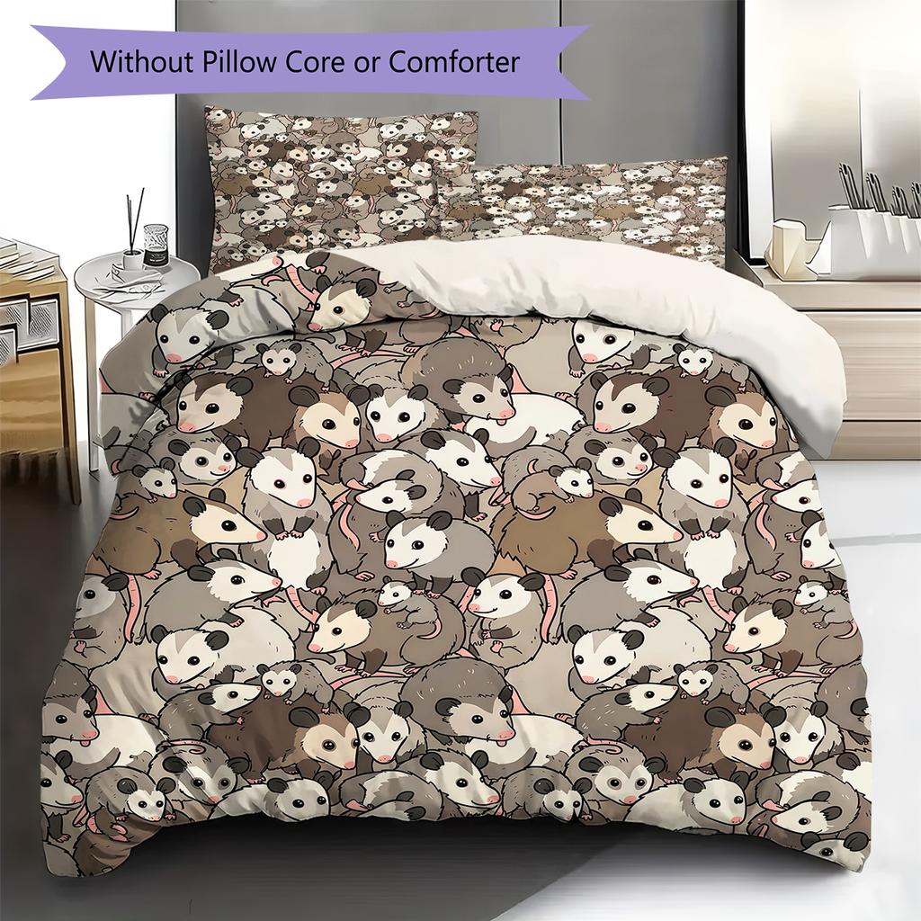 Cartoon Animal Art Pattern Bedding,Quilt Set Quilt Cover Pillowcase Home Birthday Gift (1 * duvet cover + 2 * pillowcase, without core)